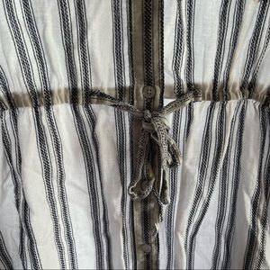 White dress with blue stripped pattern